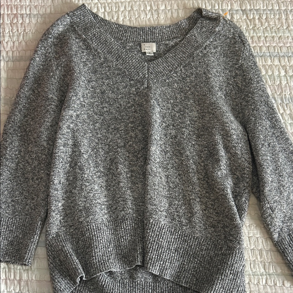 a new day Heather Grey V-Neck Women's Sweater